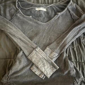 We The Free Gray Ribbed Top